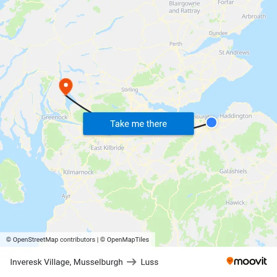 Inveresk Village, Musselburgh to Luss map
