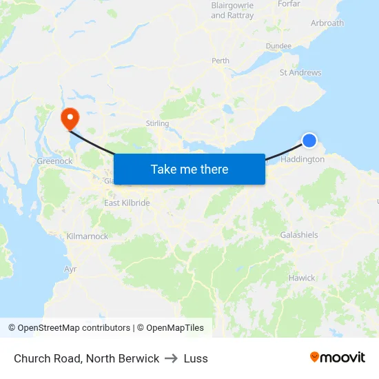 Church Road, North Berwick to Luss map