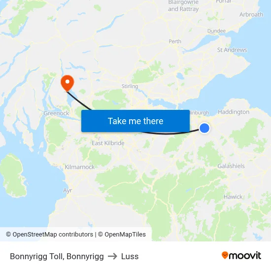 Bonnyrigg Toll, Bonnyrigg to Luss map