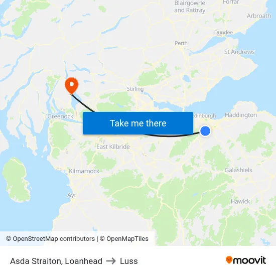 Asda Straiton, Loanhead to Luss map