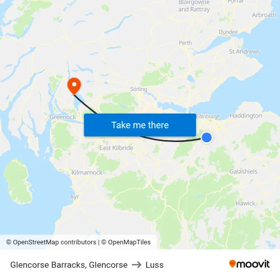 Glencorse Barracks, Glencorse to Luss map