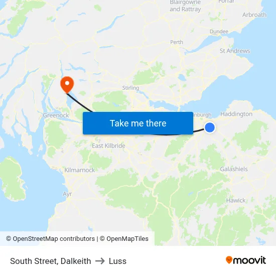 South Street, Dalkeith to Luss map
