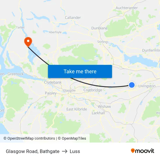 Glasgow Road, Bathgate to Luss map