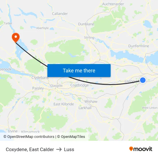 Coxydene, East Calder to Luss map