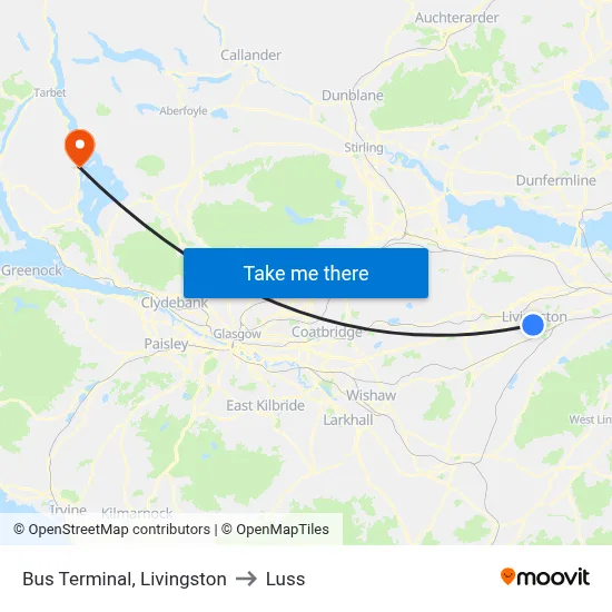 Bus Terminal, Livingston to Luss map