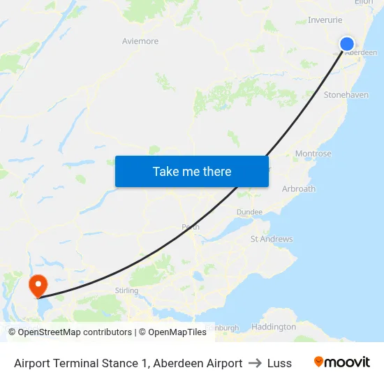 Airport Terminal Stance 1, Aberdeen Airport to Luss map
