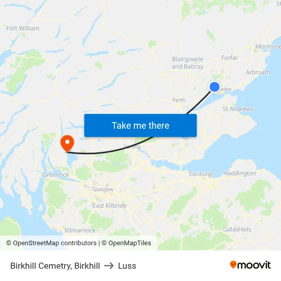 Birkhill Cemetry, Birkhill to Luss map