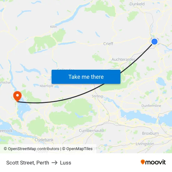 Scott Street, Perth to Luss map