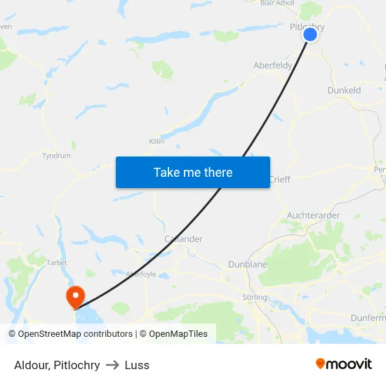 Aldour, Pitlochry to Luss map