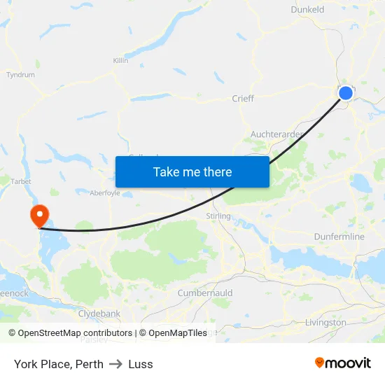 York Place, Perth to Luss map