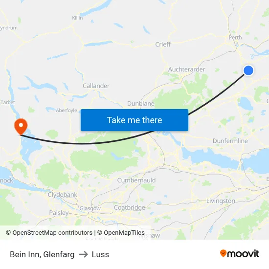 Bein Inn, Glenfarg to Luss map