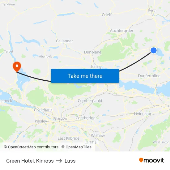 Green Hotel, Kinross to Luss map