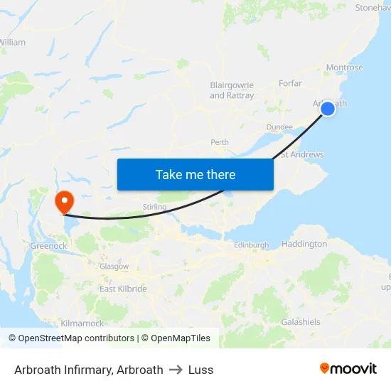 Arbroath Infirmary, Arbroath to Luss map