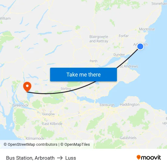 Bus Station, Arbroath to Luss map