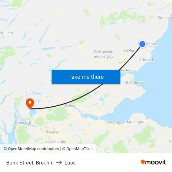 Bank Street, Brechin to Luss map