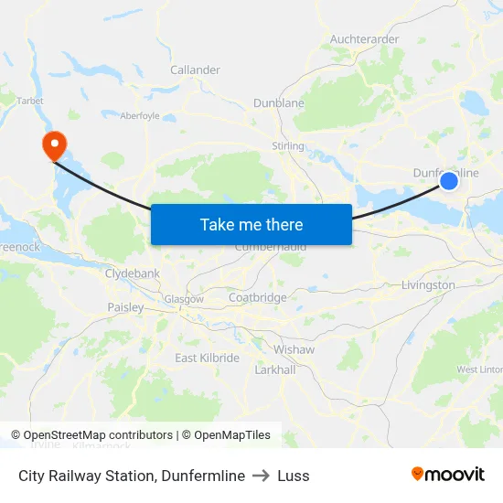 City Railway Station, Dunfermline to Luss map