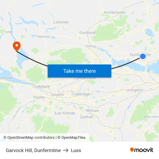 Garvock Hill, Dunfermline to Luss map