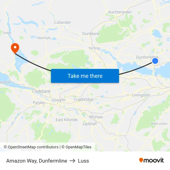 Amazon Way, Dunfermline to Luss map