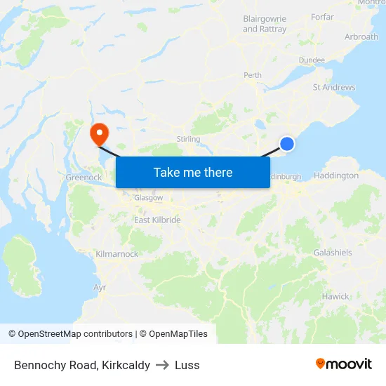 Bennochy Road, Kirkcaldy to Luss map