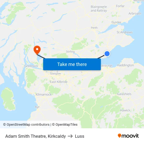 Adam Smith Theatre, Kirkcaldy to Luss map