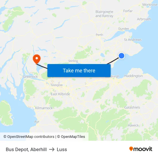 Bus Depot, Aberhill to Luss map