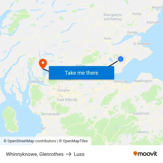Whinnyknowe, Glenrothes to Luss map