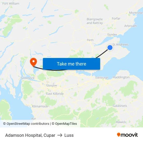 Adamson Hospital, Cupar to Luss map
