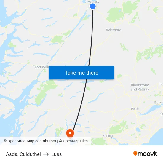 Asda, Culduthel to Luss map
