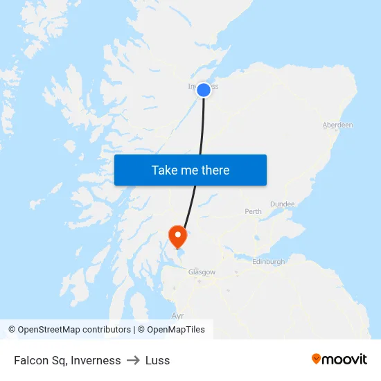 Falcon Sq, Inverness to Luss map