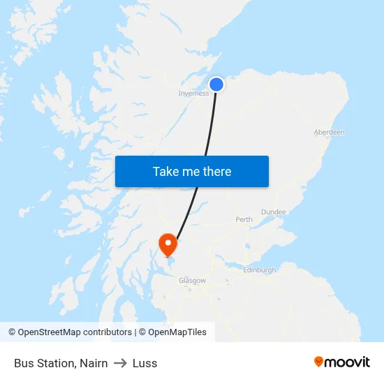 Bus Station, Nairn to Luss map