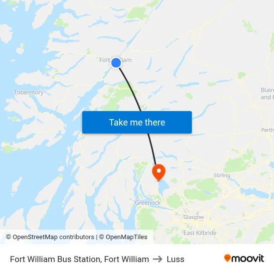 Fort William Bus Station, Fort William to Luss map