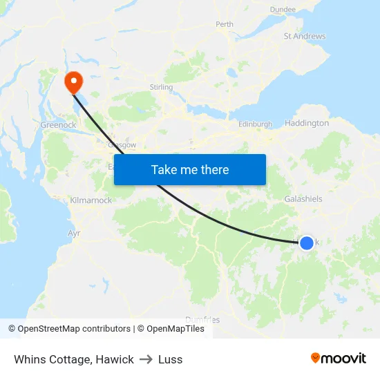 Whins Cottage, Hawick to Luss map