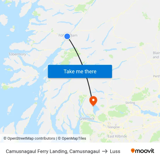 Camusnagaul Ferry Landing, Camusnagaul to Luss map