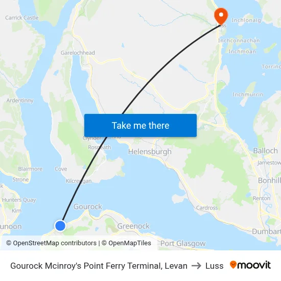 Gourock Mcinroy's Point Ferry Terminal, Levan to Luss map