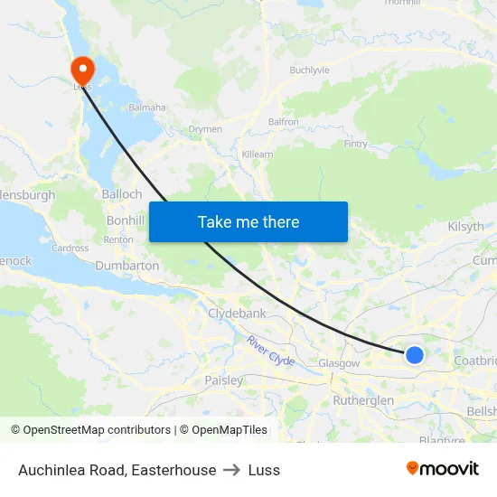 Auchinlea Road, Easterhouse to Luss map