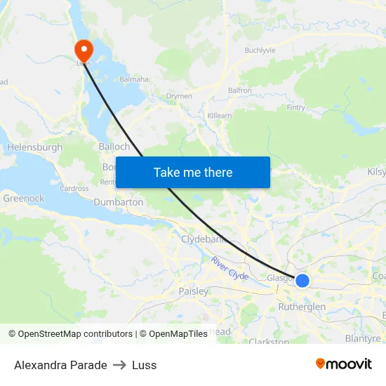 Alexandra Parade to Luss map