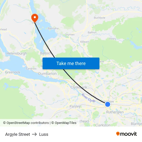 Argyle Street to Luss map