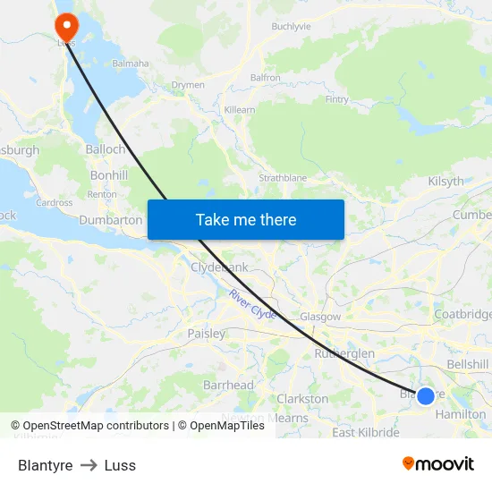 Blantyre to Luss map