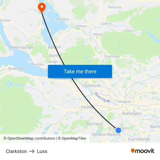 Clarkston to Luss map