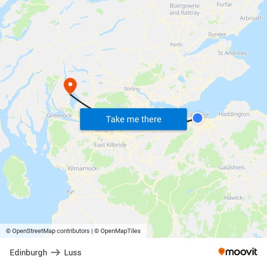 Edinburgh to Luss map