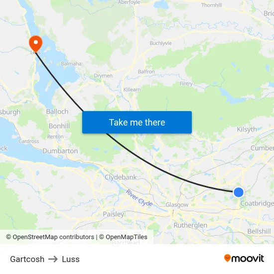 Gartcosh to Luss map