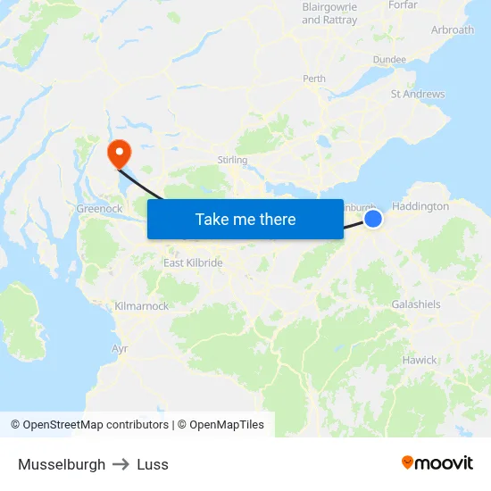 Musselburgh to Luss map