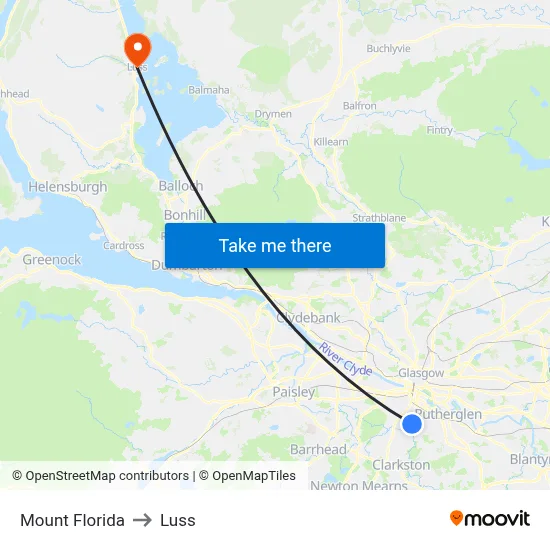 Mount Florida to Luss map