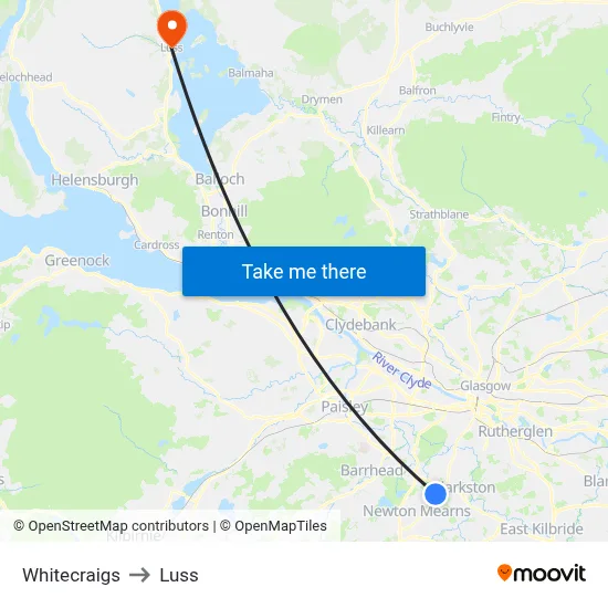 Whitecraigs to Luss map