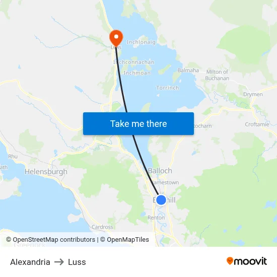 Alexandria to Luss map