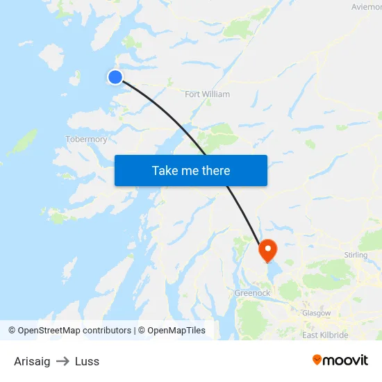 Arisaig to Luss map