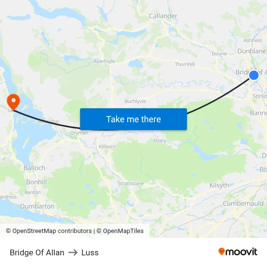 Bridge Of Allan to Luss map
