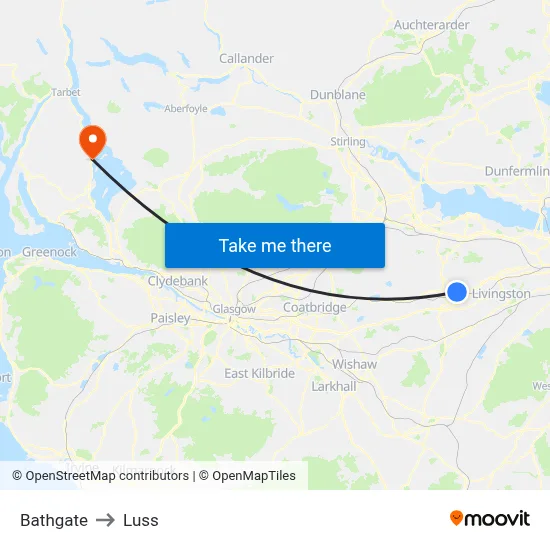 Bathgate to Luss map
