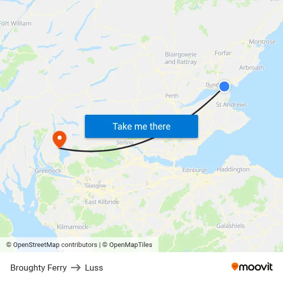Broughty Ferry to Luss map