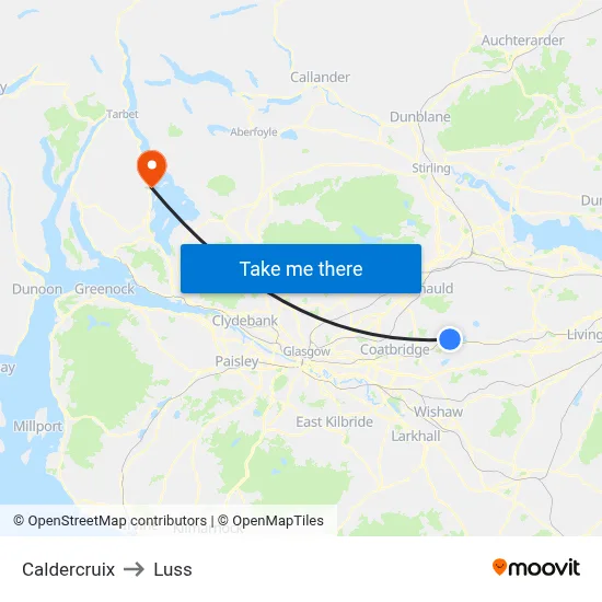 Caldercruix to Luss map